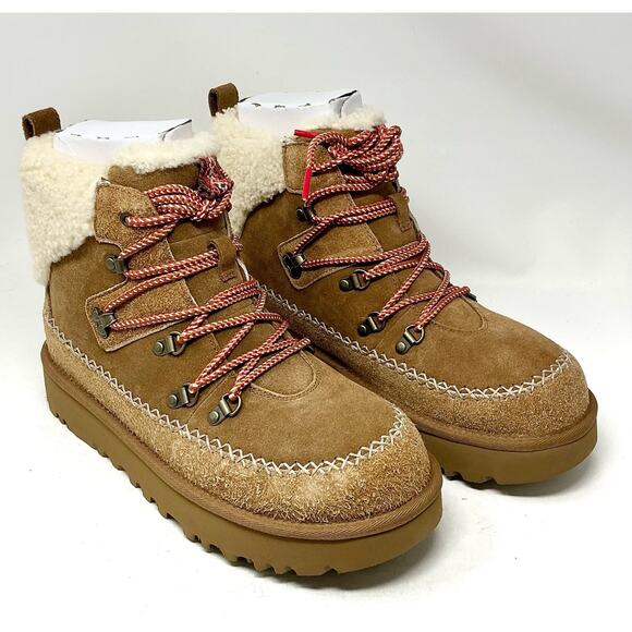 🔴SOLD UGG Classic Alpine Chestnut Lace Up Suede Sheepskin Boots Size 11 NIB - Picture 4 of 14